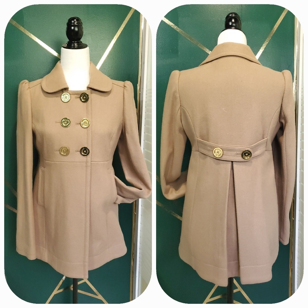 Juicy Couture Tan Wool Pea Coat Size S